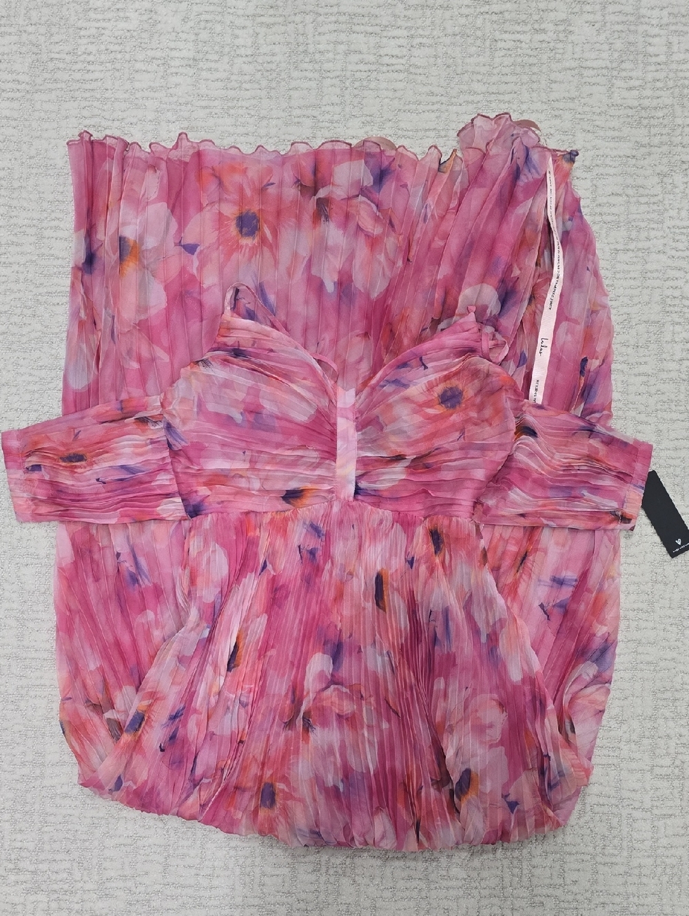 Lulus Pink Floral Pleated Maxi Dress - Women's Spaghetti Strap - Picture 2 of 3